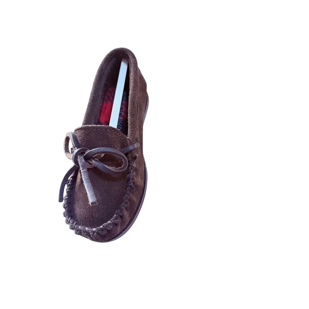 Minnetonka Kids Boat Moc Moccasins Sz 10 Chocolate Brown Leather NWB Style 2773